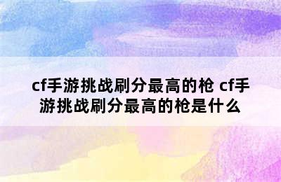 cf手游挑战刷分最高的枪 cf手游挑战刷分最高的枪是什么